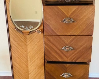 Antique Art Deco Waterfall Wardrobe.