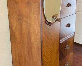 Antique Art Deco Waterfall Wardrobe.