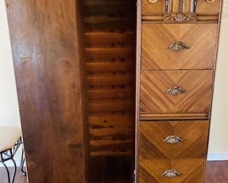 Antique Art Deco Waterfall Wardrobe.