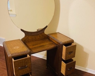 Antique Waterfall Vanity with Mirror.