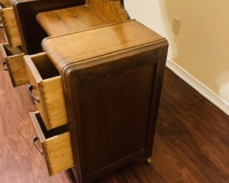 Antique Waterfall Vanity with Mirror.