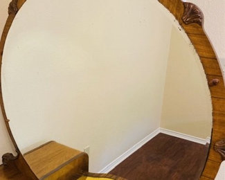 Antique Art Deco Vanity w/Large Mirror and Inlaid Top Mirror.