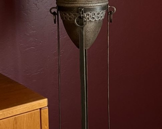 Southwest Design Pottery With Wrought Iron Floor Stand