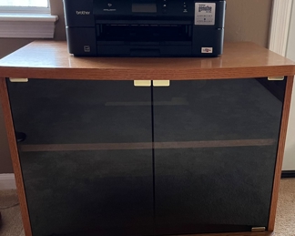 Media Cabinet/End Table w Smoked Glass Doors 