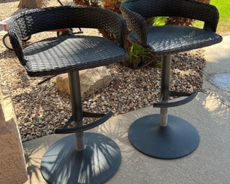 Patio Air Lift Wicker Bar Stools pair