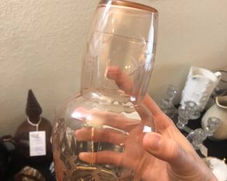 Small water pitcher and drinking glass set
