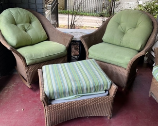 Wicker/rattan chairs, sofa and ottoman