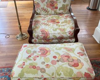 Upholstered chair and ottoman