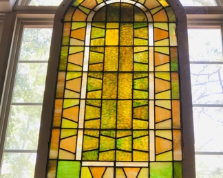 Large beautiful stain glass arched window