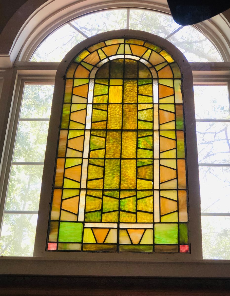 Large beautiful stain glass arched window
