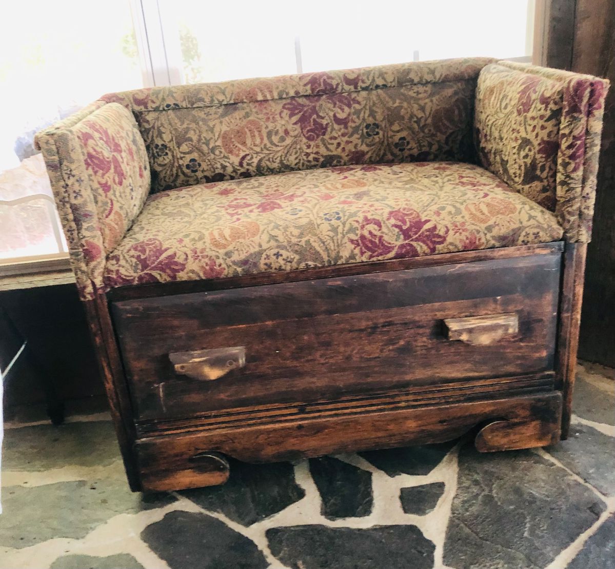Vintage chair with storage drawer