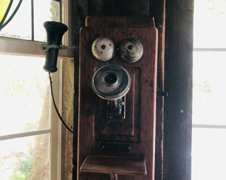 Chicago telephone supply co oak wall mount crank telephone 