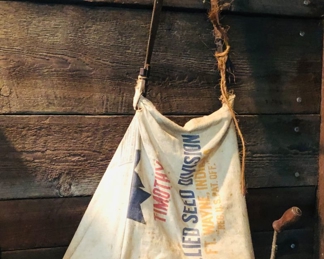 Primitive Timothy allied seed division hand crank seed spreader