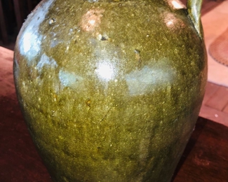 Alkaline glaze jug byChester Hewell Gillsville Ga