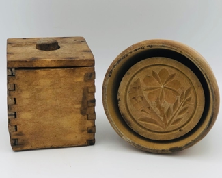 Primitive square and round with flowers butter molds