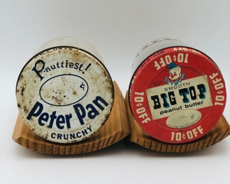 Old peanut butter jars Peter Pan and big top
