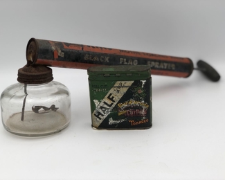 Half and Buckingham tobacco tin
1940’s bug sprayer
