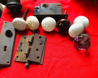 Antique door lock sets with porcelain knobs