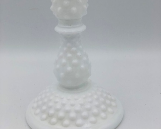 Vintage Fenton hobnail milk glass candle sticks