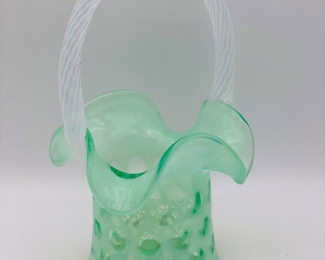 Fenton green coin dot basket 