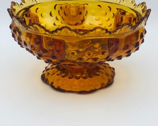 Fenton amber hobnail candle holder centerpiece 