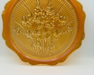Jeanette glass carnival herringbone platter 