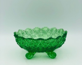 Wright green daisy and button footed dish