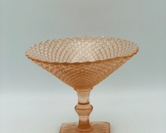 Miss America pink depression glass diamond pattern compote