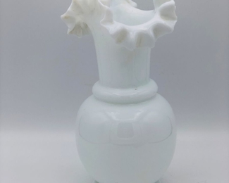 Bristol glass opalescent vase with ruffled edge 