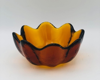 MCM amber gold lotus candy dish