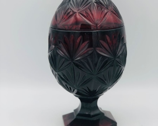 Vintage deep cranberry pedestal compote