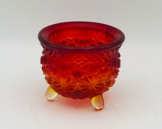 Amberina carnival glass footed bowl