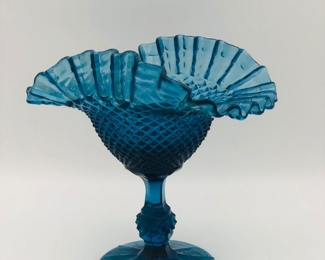 Steele blue diamond point pedestal candy dish