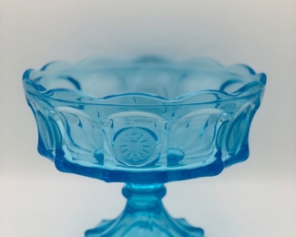 Fostoria ice blue coin torch pedestal bowl