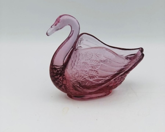 Fenton Rosaline swan trinket dish 