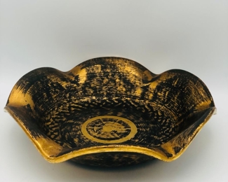 Hand painted Stangl black gold ruffled flower bowl