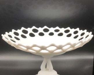 Westmoreland Doric lace milk glass pedestal fruit compote