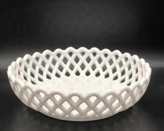 Westmoreland milk glass lattice edge bowl