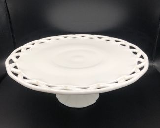 1960’s milk glass vintage colony lace edge cake stand