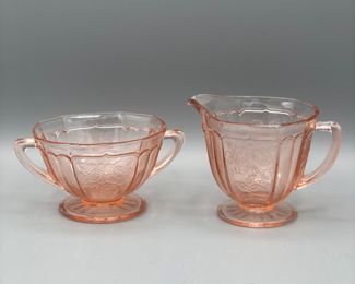 Mayfair depression glass cream and sugar 