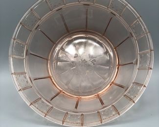 Jeanette glass Doric pink depression fruit bowl 