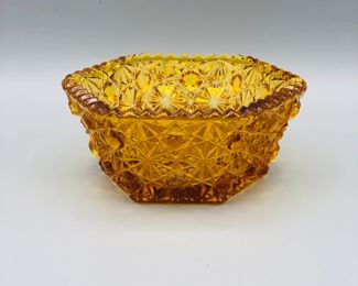 Smith amber daisy and button hex bowl