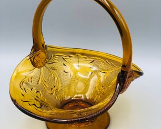 Indiana glass amber fruit basket 