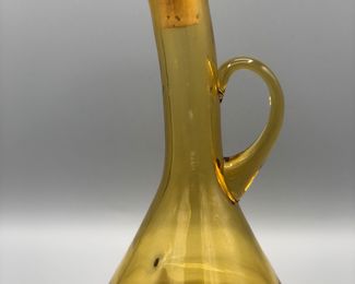 Vintage Blenko hand blown  MCM amber decanter 