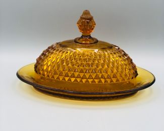 Indiana glass amber butter dish 