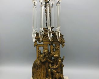 Pair marble based brass and crystal girandoles