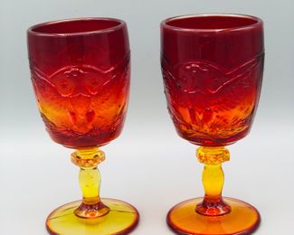 2 amberina LE Smith eagle goblets 