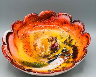 Murano MCM art glass pearl base bowl