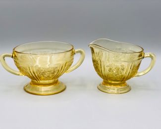 Federal depression glass cabbage rose sugar/creamer