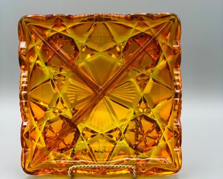 Vintage amber glass divided dish